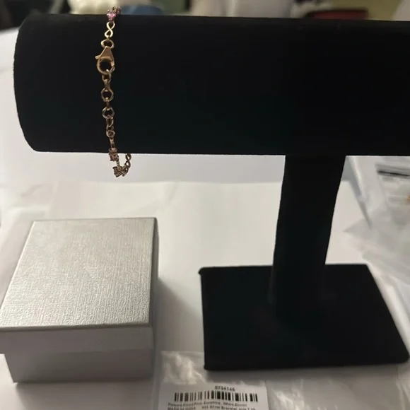 Pink Sapphire Bracelet and White Zircon Gemstones. Size 7.25” Long. Elegant. - Picture 3 of 4